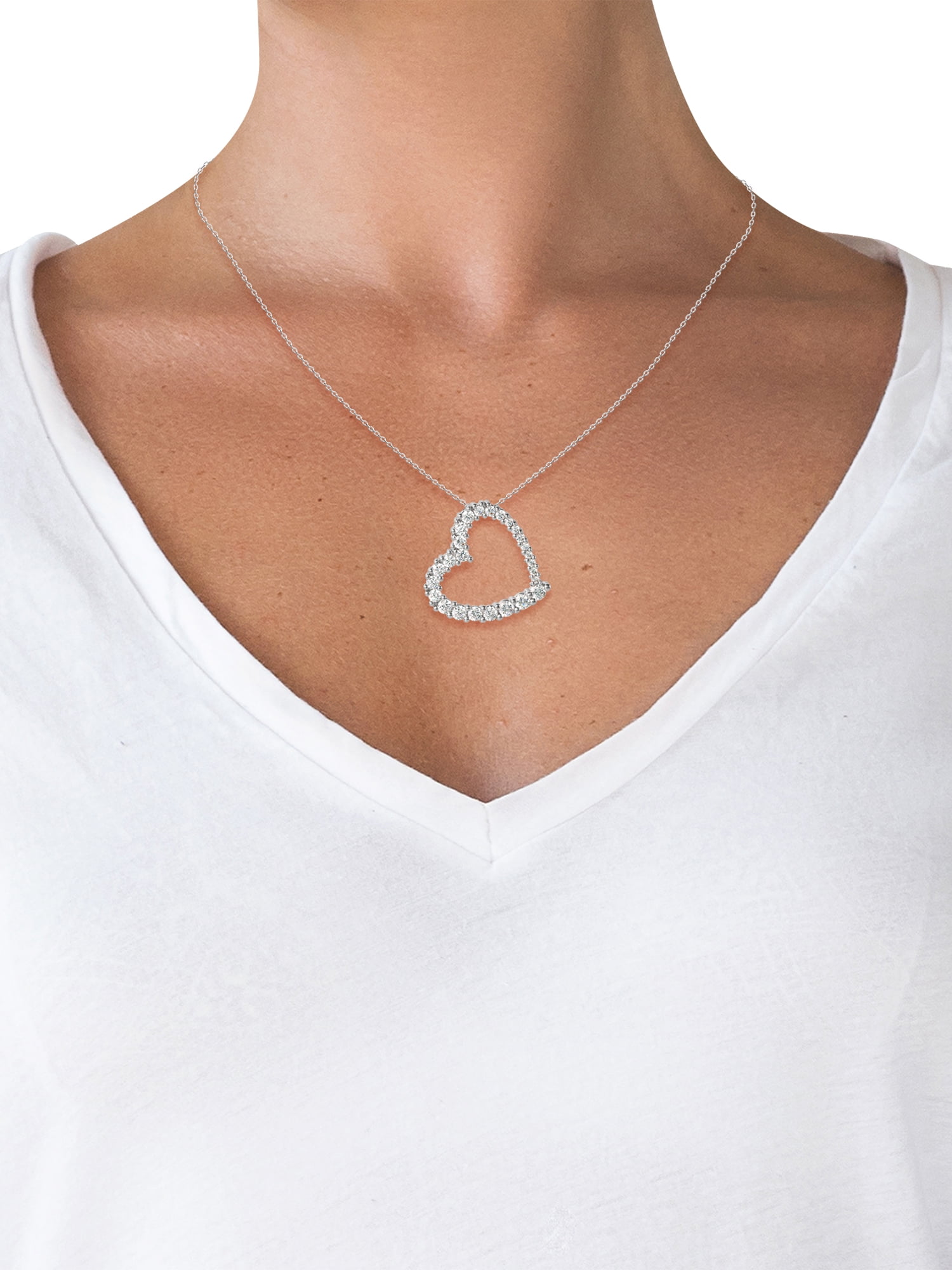 Believe by Brilliance Women's Silver Plated Open Heart Pendant