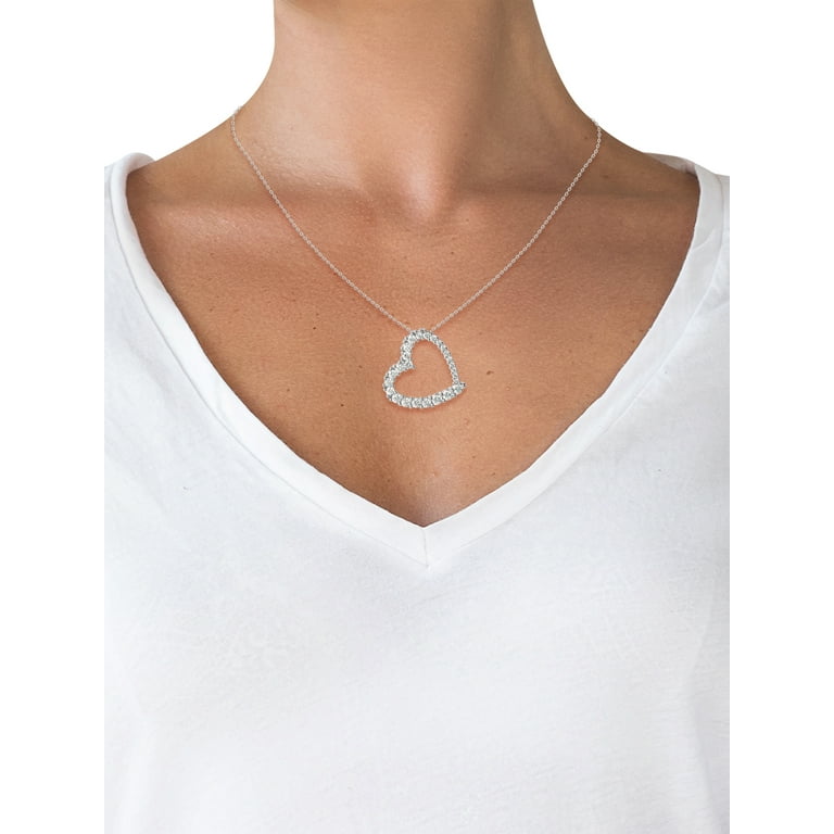 Believe by Brilliance Women's Silver Plated Open Heart Pendant