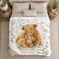 thumbnail image 5 of Tender Highland Cow Calf Botanical, Rustic Botanical Portrait, Warm Flannel Blanket for Ranch House and Living Room, Animal Lovers Birthday Gift, Rustic Home Decor, 5 of 9