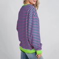 thumbnail image 4 of Camisa deportiva de cuello redondo de manga larga con bloques de color a rayas de gran tamaño para mujer SCZ morado L, 4 of 4