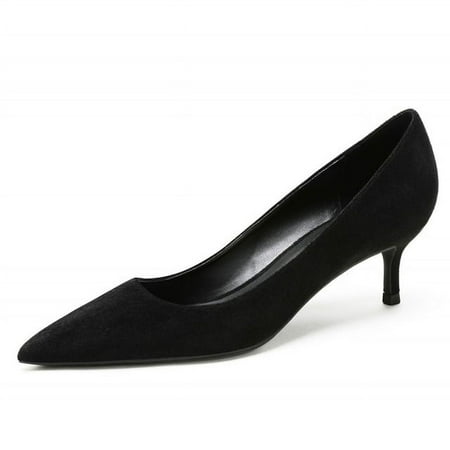 YCNYCHCHY 2020 New Kid Suede Leather Med Heels Pointed Toe Women Pumps Concise Luxury Elegant Office Lady Wedding Spring Shoes