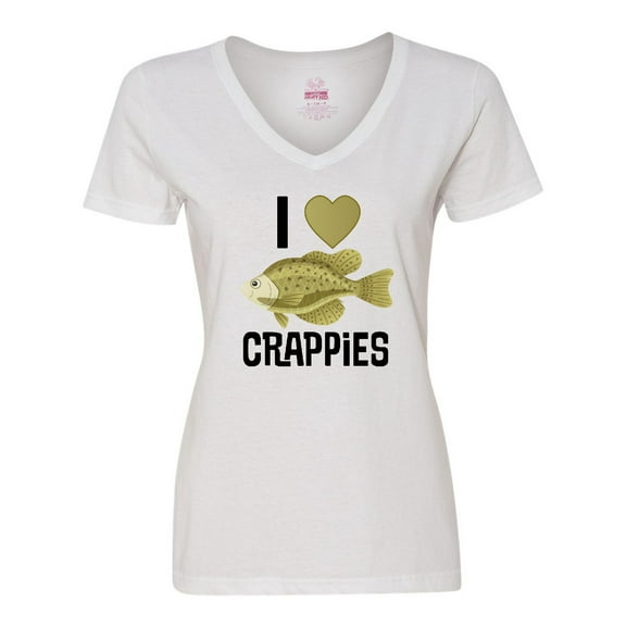 Inktastic Crappie Fishing I Love Crappies Women's V-Neck T-Shirt