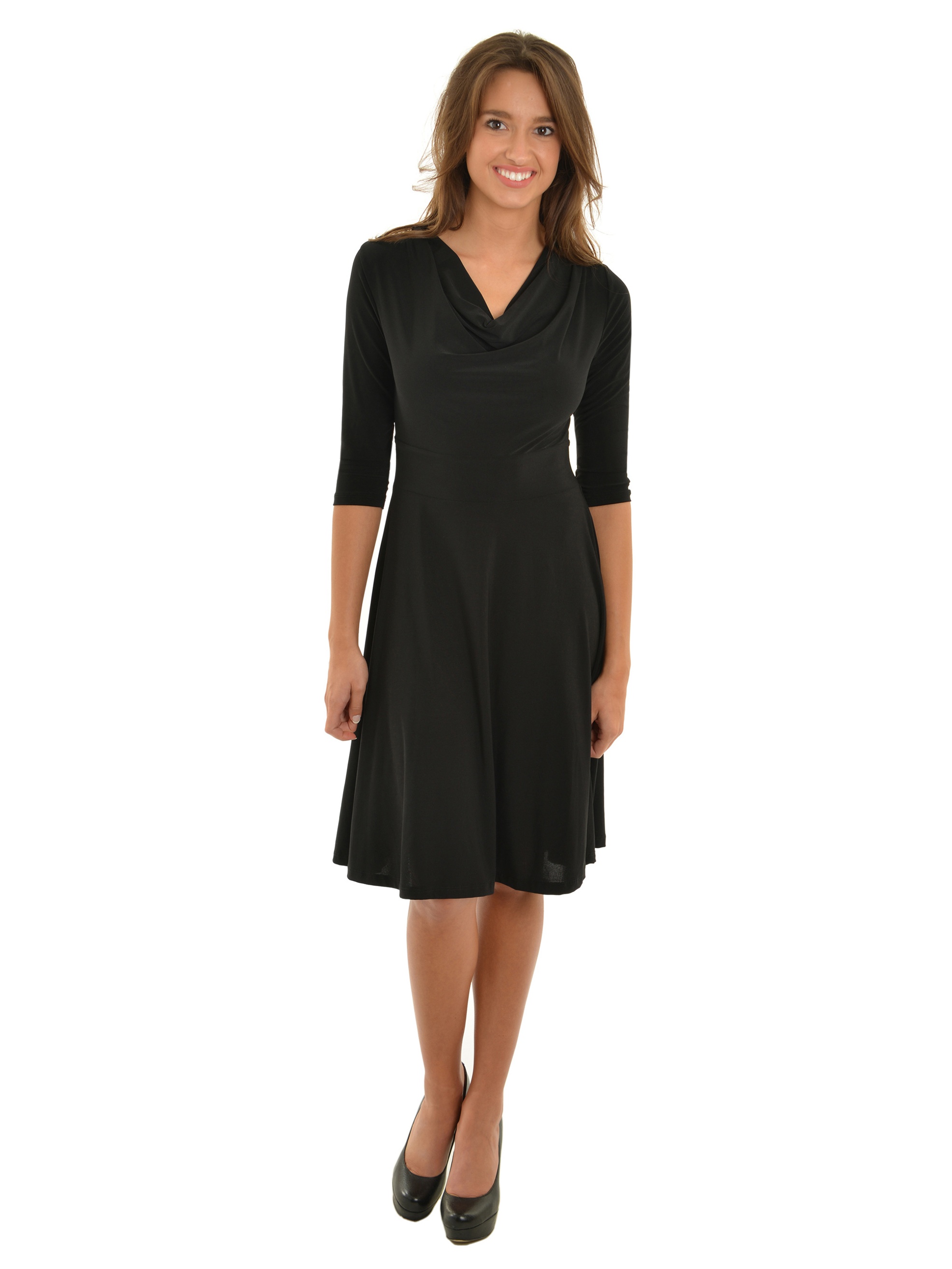 women's a line black dress