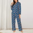 thumbnail image 2 of Honeii Cute Popcorn print Women's Pajama Sets Long Sleeve Button Down Sleepwear Nightwear Soft Pjs Lounge Sets-Large, 2 of 7