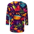 thumbnail image 5 of xixinqiwan Mardi Gras Shirts for Women Plus Size,Women Casual Crew Neck Loose Blouse Gold Green Purple Masquerade Party Outfit Costume, 5 of 6