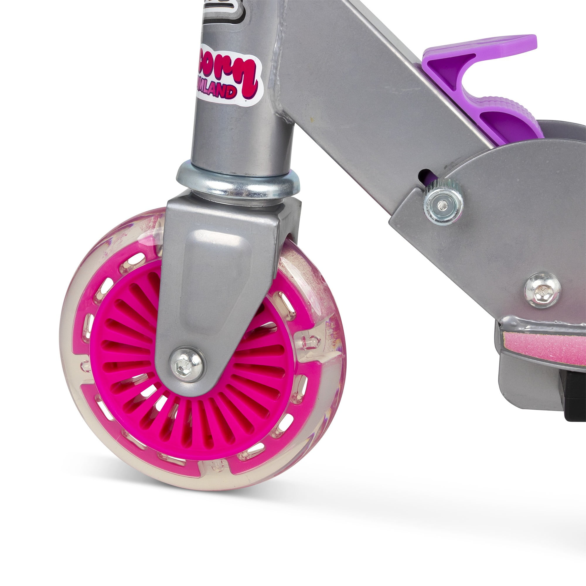 Ozbozz: Flashing Scooter - Unicorn - Light-Up Wheels, Adjustable Height, 2 Wheel Outdoor Ride-On, Foam Handles, Foldable, 100lb Limit, Kids 5+