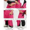 thumbnail image 4 of Snow Bibs Women Waterproof Winter Adjustable Traps Overalls Loose Fitted Adjustable Hem Ski Snowsuits Insulated Snowboarding Pants with Zipper Pockets, 4 of 6