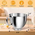 thumbnail image 2 of 5 Quart Mixing Bowl for KitchenAid Stand Mixers, Food-Grade Stainless Steel Bowl with Handle & Clasp, Compatible with Tilt-Head 4.5–5 Qt Models – Fits K45, K45SS, KSM75, KSM150, KSM95 (Silver, 5QT), 2 of 7