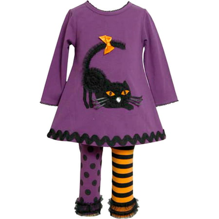 Purple Cat Girls Halloween Legging Set 3-6 months