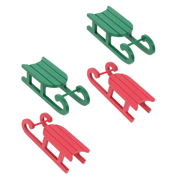 HOMEMAXS  4 Pcs Sled Wooden Ornaments Christmas for Tree Decorations Winter Snow