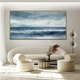 thumbnail image 3 of Sea Abstract Oil Painting Large Original Blue Ocean Abstract Painting On Canvas Original Grey Sky Landscape Painting Living Room Wall Art,Unstretched,Frameless,(122*244cm)48*96Inches, 3 of 5