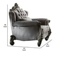thumbnail image 3 of Traditional Fabric Upholstered Wooden Chair with Tufted Details Gray, 3 of 3