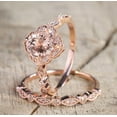 thumbnail image 2 of 2 carat Round Cut Morganite and Diamond Halo Bridal Wedding Ring Set in Rose Gold: Bestselling Design, 2 of 2