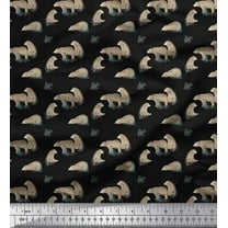 Soimoi Black Cotton Duck Fabric Bear Animal Printed Fabric 1 Yard 42 Inch Wide