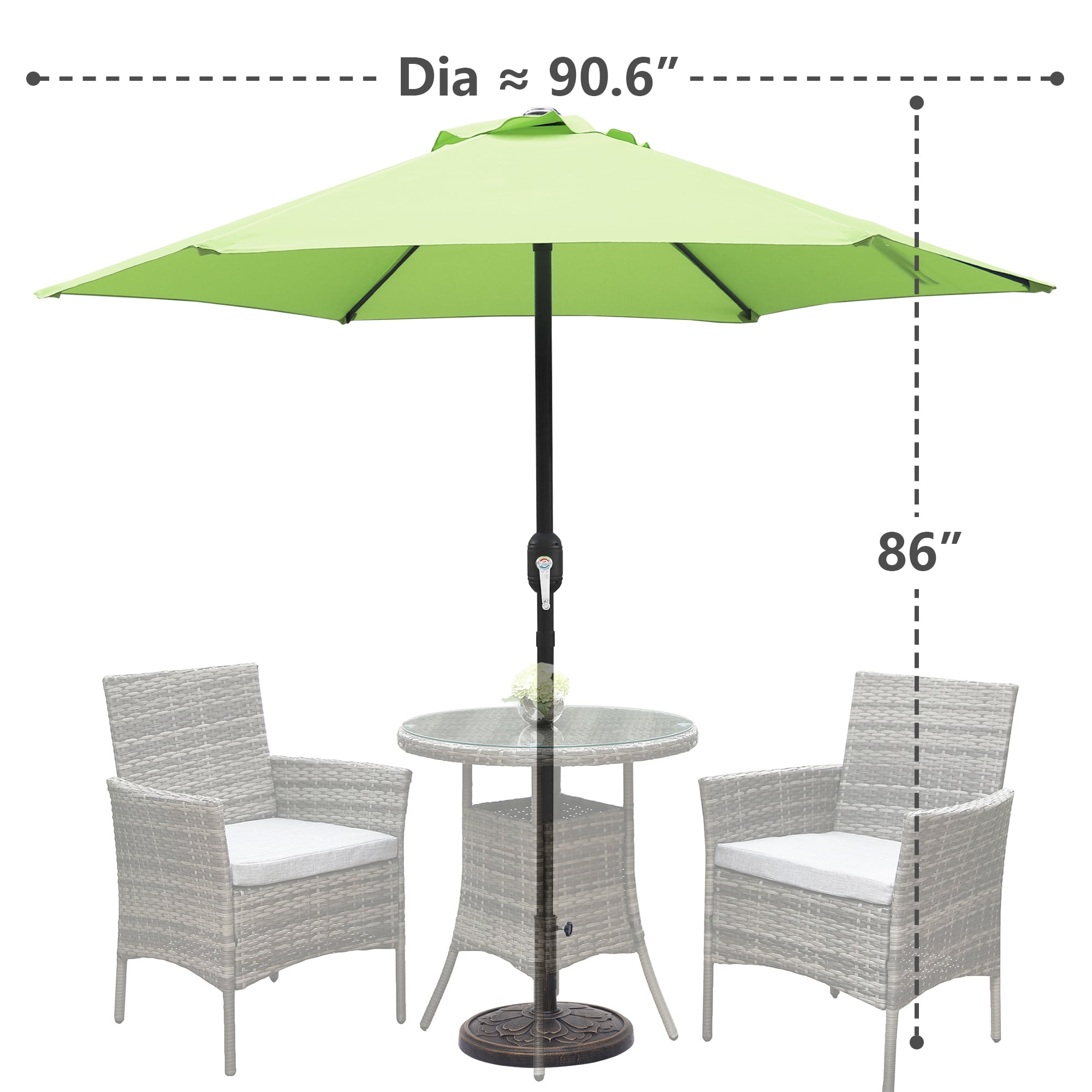 Abble 7.5ft Patio Umbrella with Crank Handle Outdoor Market Umbrella with 6 Sturdy Umbrella Ribs Waterproof for Garden Deck Backyard Pool, Green
