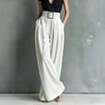 thumbnail image 5 of SAWOBUUN Women High Waist Wide Leg Pants with Belt Pleated Flowy Palazzo Elegant Casual Pants with Pockets, 5 of 7