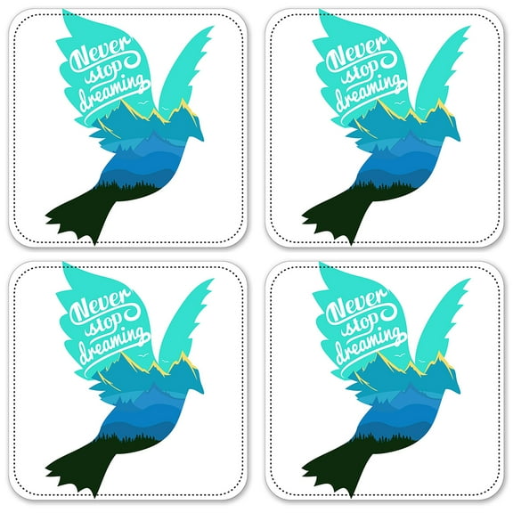 Vinyl Drink Coasters - Set of 4 - Never Stop Dreaming
