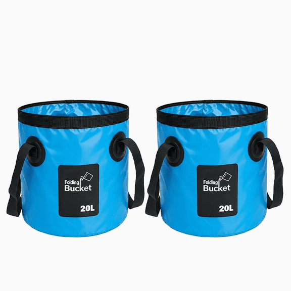 2 Pack Collapsible Bucket 5 Gallon Container Folding Water Bucket Portable Wash Basin for Outdoor Travelling Camping Fishing Gardening Car Washing 20L