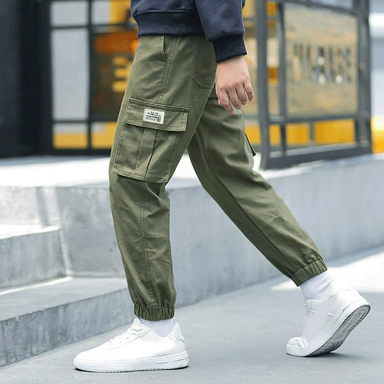 Boys Cargo Jogger Pants Parachute Pants Multi Pockets Lightweight
