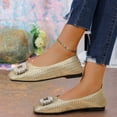 thumbnail image 6 of Miluxas Women's Fashionable Casual Style Flat-Bottom Shallow Mouth Rhinestone Pointed ToeBottom Moccasins Flat Shoes A-Gold 9(42), 6 of 9