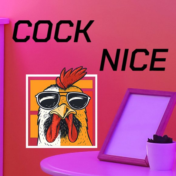 Adhesivos de pared divertidos para gafas de sol con forma de gallo, PVC, 26 x 29,5 cm, 2 hojas