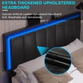 thumbnail image 2 of Led Bed Frame Full Size Upholstered Platform Bed Frame with Charging Station&LED Lights Headboard, Modern Faux Leather Low Profile Bed Adjustable Headboard for Bedroom, Black, 2 of 9