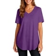 thumbnail image 3 of Garbnen Short Sleeve Shirts for Women Curved Hem Women's V Neck T Shirt Hide Belly Spring Trendy Going Out Tops for Women Purple XXL, 3 of 7
