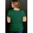 thumbnail image 3 of Women's Dark Green Plus Size Round Neck Rolled Sleeve T-Shirt for Casual Style | [ZhiHiMeRi] | (US 14W-16W)1X, 3 of 12