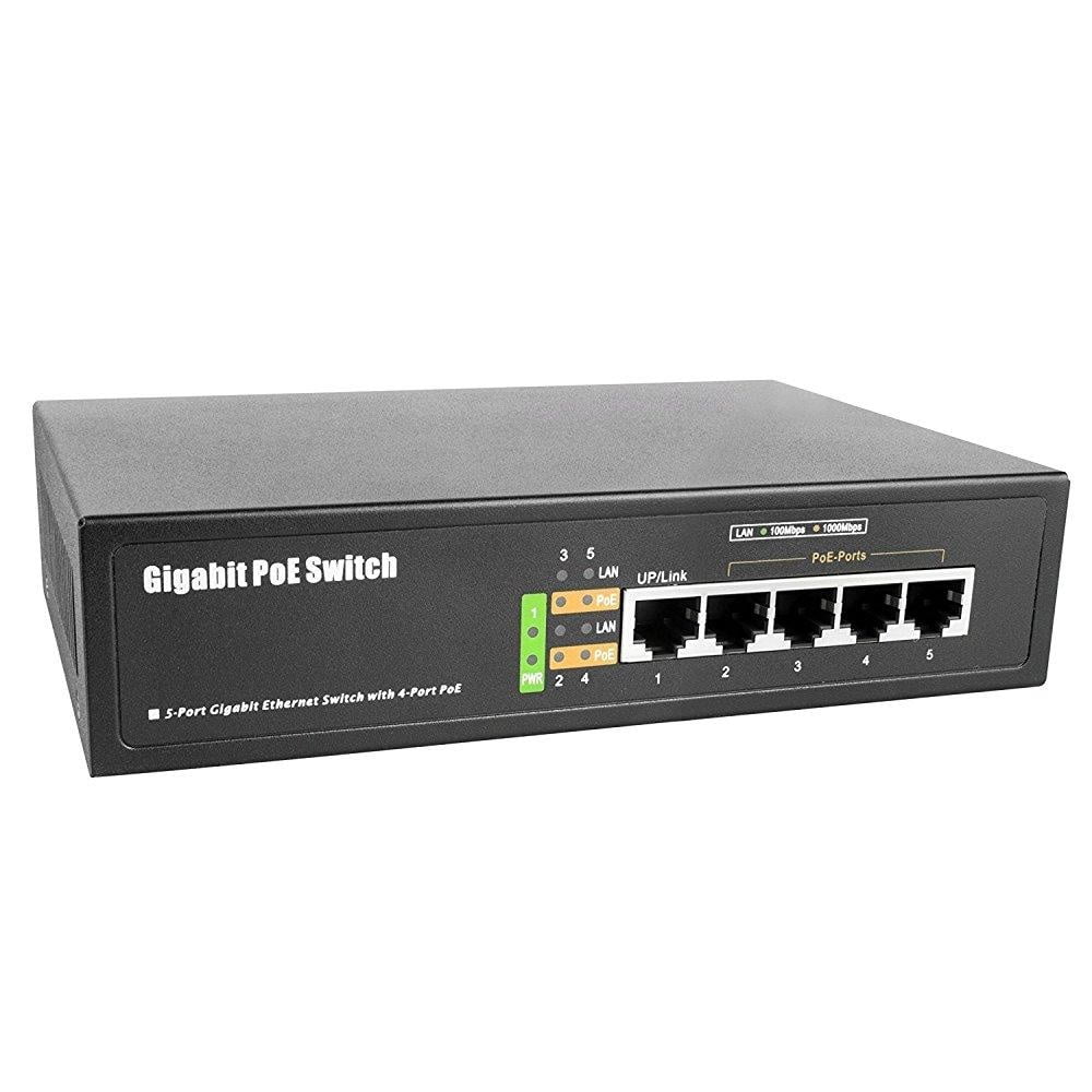 Bv Tech 5 Port Gigabit Poe Switch 4 Poe Ports 1 Uplink Port A 65w A 802 3at A Poe Sw501g Walmart Com Walmart Com