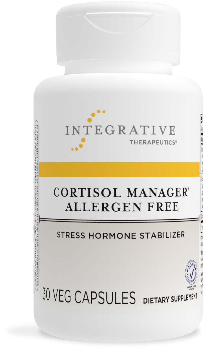 Cortisol Manager Allergen Free - Integrative Therapeutics - with Ashwagandha, L-Theanine - Reduces Stress to Support Sleep* - Supports Adrenal Health* - 30 Count