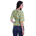 thumbnail image 4 of Moomaya Printed Wrap Over with Belt Style Top For Women Printed V-Neck Casual/Formal Top, 4 of 6