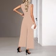 thumbnail image 4 of IUYRTFE Women's Sleeveless V-Neck Tie Waist Wide Leg Jumpsuit One Piece Romper for Summer Parties and Office Wear, 4 of 6