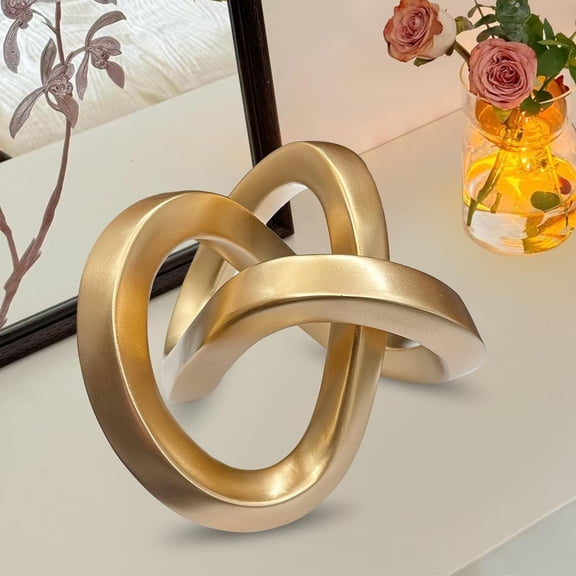 Modern Gold Geometric Sculpture, Gold Knot Home Accent Decor, Multi-Angle Geometric Sculptures Statues for Living Room, Bedroom, Office Desk, Bookshelf, Coffee Table Home Decorations