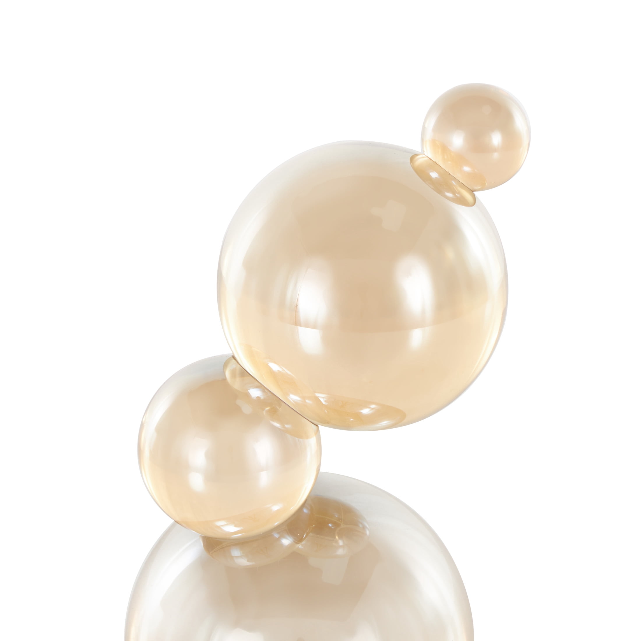 4" x 8" Beige Glass Stacked Orbs Abstract Sculpture, by DecMode