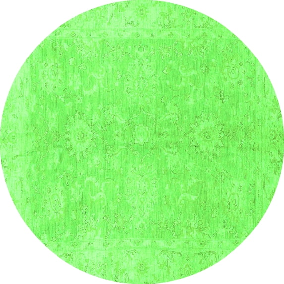Ahgly Company Indoor Round Oriental Green Traditional Area Rugs, 7' Round