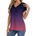 thumbnail image 2 of T Shirts For Women Womens Tops Summer Daily Casual V Neck Shirts Short Sleeve Tops Blouses Loose Fit Shirt, 2 of 5