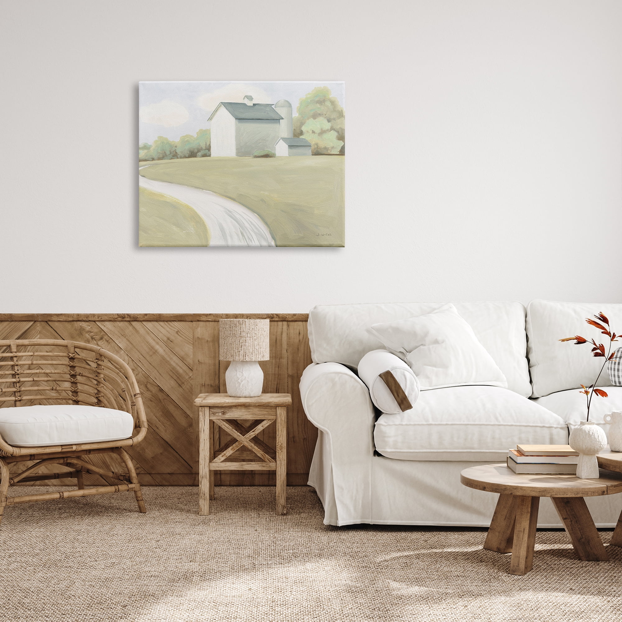 Stupell Industries Country Path to Barn Nature Painting Gallery Wrapped Canvas Print Wall Art, 40 x 30