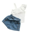 thumbnail image 2 of 2pcs/set Girl Tops Shorts Summer Children Outfit Sleeveless Clothes Set, 80cm, 2 of 6