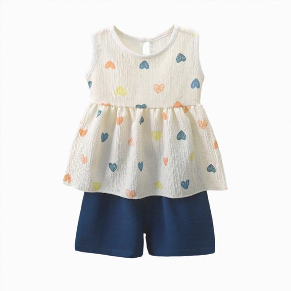 kaprioy Toddler Girl Clothes Baby Girl Summer Outfits Flowers Ruffle Sleeveless Vest Shirt Tank Tops Shorts Set 6 12 18 24 Months 2T 3T 4T 5T 6T