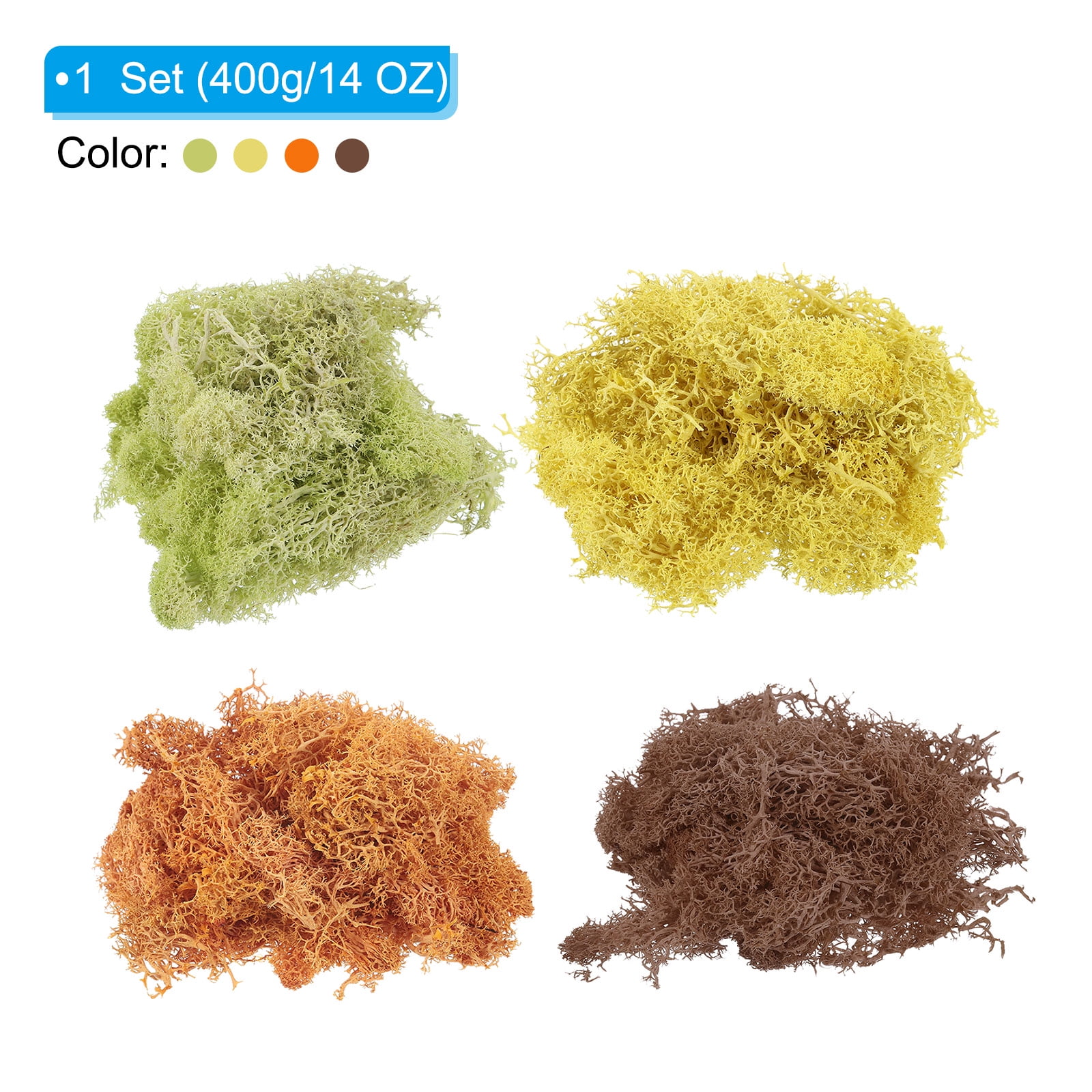 Uxcell Fake Moss, Preserved Reindeer Moss Artificial Lichen Centerpieces Decor Faux Moss Yellow/Orange/Yellow Green/Coffee
