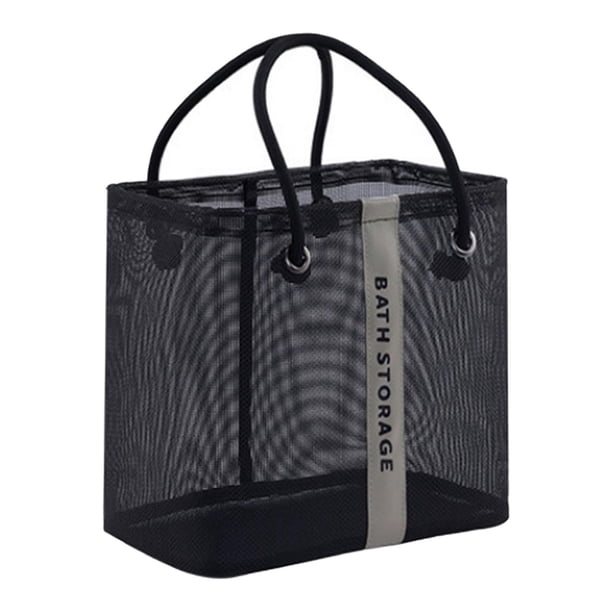 Bolsa organizadora portátil de malla para ducha y baño con 2 asas, plegable, de secado rápido, para playa, natación, baño y camping.