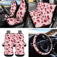 thumbnail image 2 of Uorisanigo Strawberry Daisy Printed Auto Seat Covers 15 Pack, Car Seat Cover Full Set with Steering Cover Safety Seat Belt Pads Coasters Set Car Trash Bag Air Vent Storage Bag Mirror Cover Keychain, 2 of 7