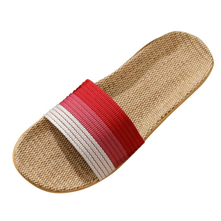 

Wesracia shoe Women s Fashion Couples Linen Slip On Slides Indoor Home Slippers Beach Shoes women shoes for ladies summer