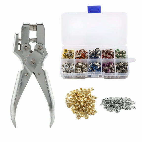 TALENO 400Pcs 3/16 Inch Metal Grommets Kit,1Pcs Eyelet Hole Punch Pliers,Metal Eyelets Kits Shoe Grommet Sets