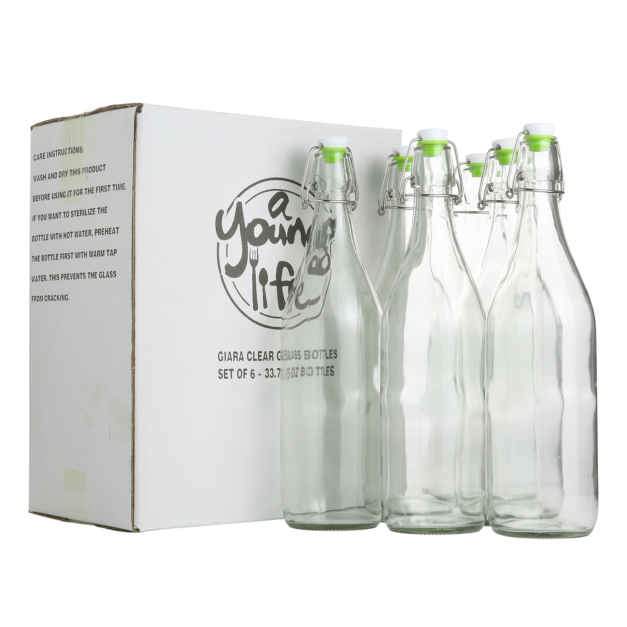 AOZITA 8-Pack 1 Liter Swing Top Glass Bottles w/Airtight Stopper Lids –  33oz Flip Top Brewing Bottle…See more AOZITA 8-Pack 1 Liter Swing Top Glass