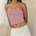 thumbnail image 5 of Striped Tube Tops for Women Teen Girls Strapless Off Shoulder Y2k Crop Bandeau Top Sleeveless Base Tee Summer (XL, Red), 5 of 7