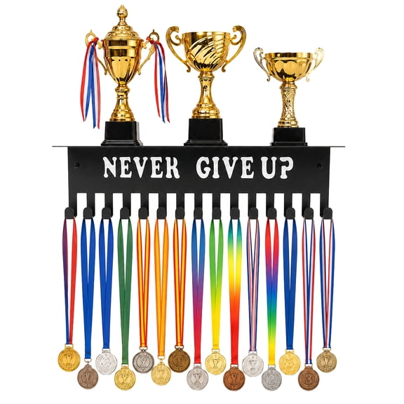 Trophy and Medal Display Shelf Medal Display Hanger for Wall with Hooks Upgraded Hangers for Medals Trophy Display Shelf with for Gymanstics Design 1