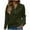 Army Green, variant on Women's Half-open Pullover Tops Four-button Round Neck Drawstring Hoodie Solid Color Long Sleeve Knitted Sweater with Pocket