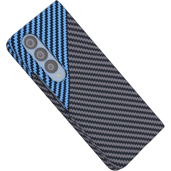 Aramid Fiber Case for Samsung Galaxy Z Fold 4 Case Aramid Fiber Thin Fit Slim Minimalist 6 FT Military Grade Drop Protection Case with Wireless Charging, Black&Blue