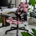 thumbnail image 2 of FKELYI Pink Cherry Flower Butterfly Print Office Chair Covers Stretch Computer Chair Slipcovers for Swivel Armchair Anti-Dust Gaming Chair Slipcover for Home Office, Large, 2 of 6